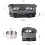 Topika Stainless Steel Double Bowls for Dogs & Cats, Non-Slip Tray