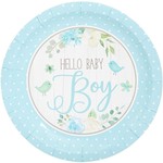 Hello Baby Boy/Girl 7" Paper Party Plates, Sturdy and Disposable - 80 Pack