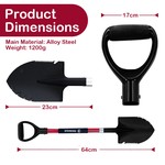 Topika Alloy Steel D-Handle Shovel - Heavy-Duty Garden, Camping & Car Spade