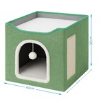 Topika - Foldable Cat Bed with Scratch Pad & Toy, Cozy Indoor Cat House