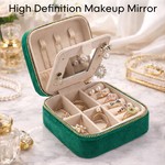 Topika Mini Jewellery Box & Portable Earring Box, Mirror, Metal Zipper