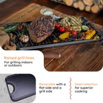 Topika 51×26×2CM Cast Iron Reversible Griddle Pan, 5kg Heavy-Duty Plate