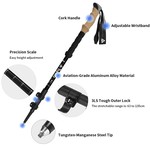 Topika 2pcs Trekking Poles Real Cork Grip External Locking Telescopic Poles