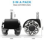 Topika - Office Chair Caster Wheels,Desk Chair Wheels Quiet, Universal Fit