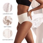 Lekkon 3 Pack Lace High-Waisted Women Panties, Silky Microfiber Underwear