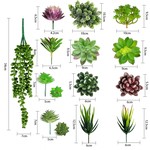 Topika - Fake Plants 16 Piece Artificial Succulent Set, Fake Plants room decor