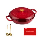 Topika - 30 Cm Cast Iron Pot,Red Enamelled Casserole Braiser With Lid,3.5 L