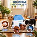 Topika Plush Milk Bag Hide and Seek Dog Toy Set with 3 Squeaky Biscuits