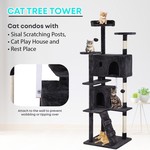 TopikaPet - 135cm Large Cat Tree Tower with Scratching Posts & Playhouse