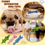 Topika No-Stuffing Plush Squeaky Dog Toy Set, Crinkle Paper Tails 3-Pack