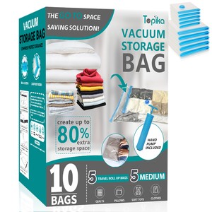 TopikaHome - 10 Pack Vacuum Storage Bags, Vacuum Seal Bags for Home Storage