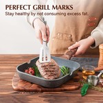 Topika Non-stick Grill Pan, 24/28cm Square Griddle Pan with Pour Spouts