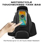 Topika Waterproof Motorcycle Tank Bag with Phone Pocket, Rain Cover, Strap