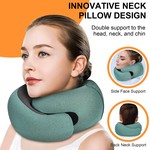 Topika Travel Pillow With Hoodie Memory Foam Hoodie Neck Pillow Black/Green
