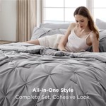 Topika 5-Piece Twist Pinch Pleat Duvet Cover Set - Beige or Grey