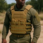 Topika Lightweight Tactical Plate Carrier Vest MOLLE Khaki Bulletproof Vest