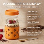 Topika-Over Night Oats Jars 4 Pcs,480Ml Glass Storage Jars With Bamboo Lids