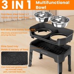 Topikapets - Adjustable Elevated Dog Bowls with Lick Plate & 2x 1.2L Bowls