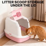 Topika Hooded Cat Litter Box with Litter Scoop, Fully Enclosed, Leak-Proof