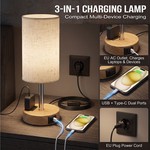 Topika - Touch Desk Lamp With USB Ports, AC Outlet And Wood Grain Base