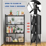 Topika - Folding Shelves with Wheels,3/4-Tier Iron Storage Rack,No Assembly