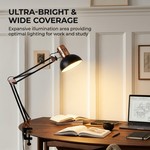 Topika LED Clamp Desk Lamp, Long Arm Foldable Metal Table Lamp For Reading