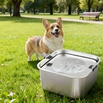 Topika Stainless Steel No Spill Dog Water Bowl, 3L Slow Feeder for Pets