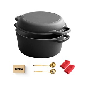 Topika - Cast Iron Dutch Oven Bread Pot, Cast Iron Black Pot 4.7L, 26cm