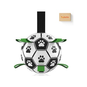 Topika Interactive Dog PU Soccer Ball Toy with Straps, Indoor & Outdoor