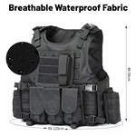 Topika - Heavy Duty Tactical Vest, Combat Vest with Detachable Pouches
