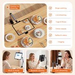 Topika Long Arm Tablet Stand With Dual Phone Holders,Flexible Bedside Mount