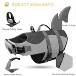 Topika Shark Dog Life Safety Vest , Pet Life Jacket Harness for Swimming