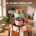 Topika Glass Jars With Lids & Spoon For Overnight Oats, 4 Piece Mason Jars