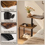 Topika -C Shaped End Table for Couch With 3 Tier Storage& 360 Swivel Top
