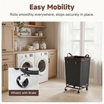 Topika - 160L Laundry Basket With Wheels, Heavy Duty Steel Frame Hamper