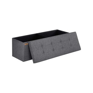 Topika 110cm Large Storage Ottoman Cube Foldable Box Bench with Lid Grey