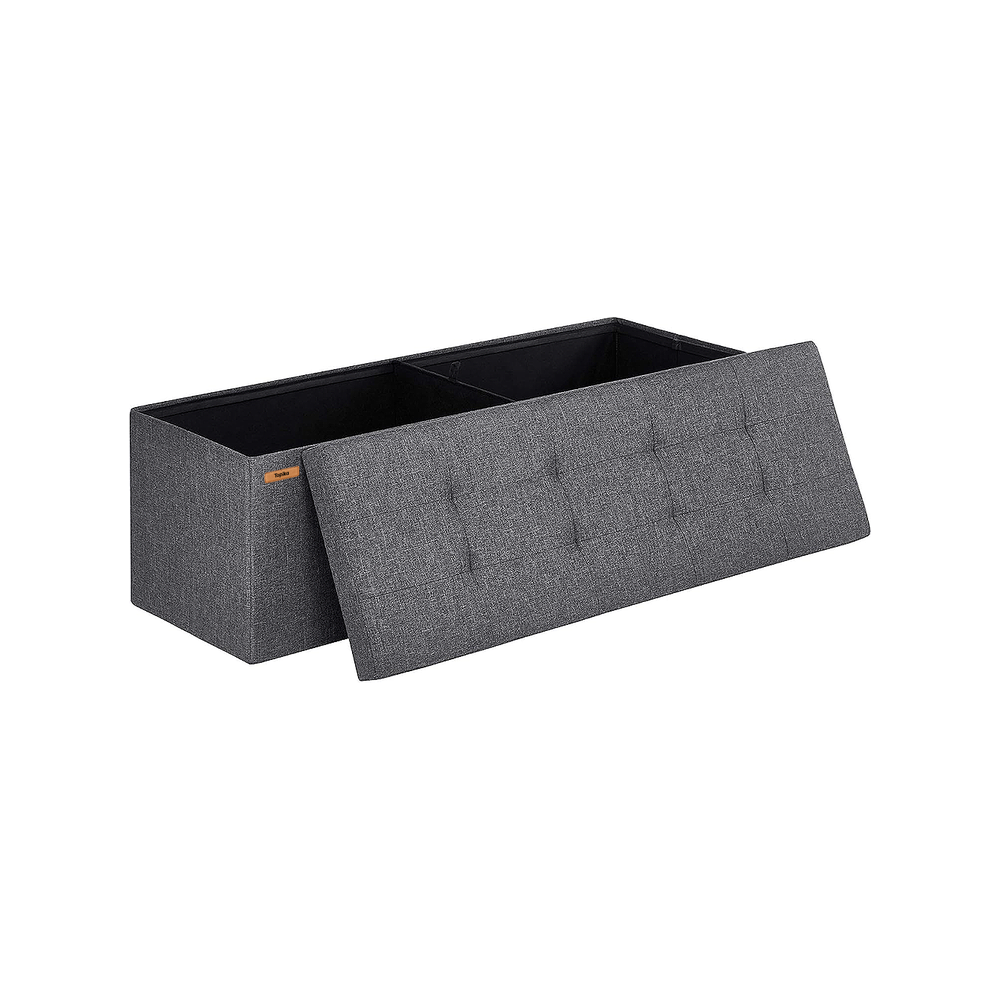 Topika 110cm Large Storage Ottoman Cube Foldable Box Bench with Lid Grey Topika 110cm Large Storage Ottoman Cube Foldable Box Bench with Lid Grey