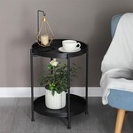TopikaHome-2 Tier Round Coffee Table with Removable Reversible Top &Storage