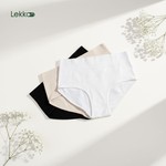 Lekkon Women Underwear High-Waist Brief Lady Panties Seamless Ribbed 3 Pack