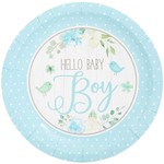 Hello Baby Boy/Girl 7" Paper Party Plates, Sturdy and Disposable - 80 Pack