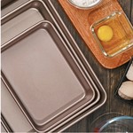 Topika - 3 Pcs Gold Baking Pans Set, Nonstick Carbon Steel Baking Trays