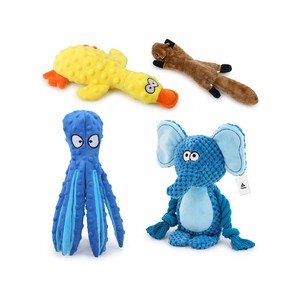 Topika Squeaky Dog Toys No-Stuffing Plush Set with Crinkle Sound Fun 4-Pack