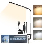 Topika - LED Desk Lamp With Clamp, USB Powered, 360 Gooseneck, 3 Colour