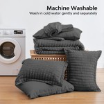 Topika Seersucker Bedding Set With Duvet Cover & Fitted Sheet, Grey
