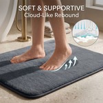Topika - Bathroom Mat Set 3 Pcs, Non-Slip Plush Memory Foam Bath Rugs