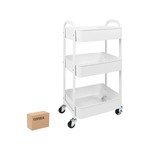 Topika - 3-Tier Rolling Metal Storage Cart, Mobile Utility Organizer