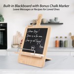 Topika Adjustable Bamboo Cookbook Stand With Conversion Chart & Cable Slot