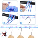 Topika - Clothesline Washing Line with Hooks, Nylon Windproof Laundry Rope