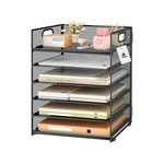 Topika 6 Tier Paper Rack File Sorter, Metal Mesh Desk Organiser with Handle