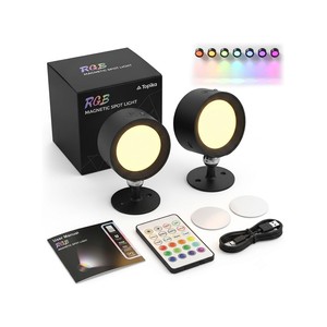 Topika - RGB LED Magnetic Wall Picture Light, 360 Degree Rotating, 2 Pcs